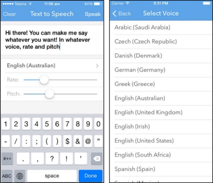 TEXT TO SPEECH : VOICE SYNTHESISER FOR IOS